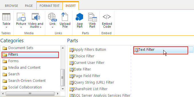 Sharepoint Chart Web Part Filter